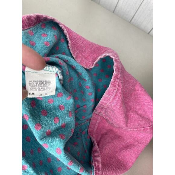 Vintage OshKosh B'gosh Pink Polka Dot Overall Dress 24 Months Union Made USA - Picture 7 of 8